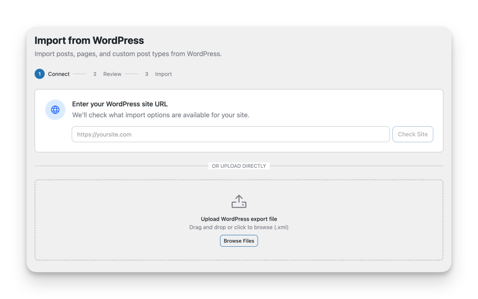 Import de contenu WordPress dans EmDash